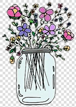 Flowers Tumblr Stickers Sticker   Mason Jar With Flowers Sticker  HD Png Download