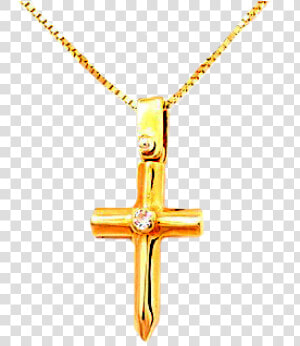 18ct Yellow Gold Cross With Diamond Set   Cross  HD Png Download