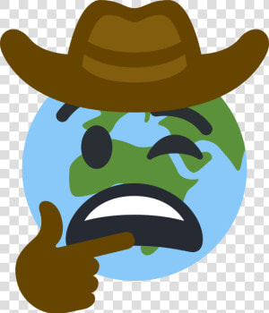 Planet Earth Emoji With Weary Mouth Winking Wearing   Cowboy Hand Emoji  HD Png Download