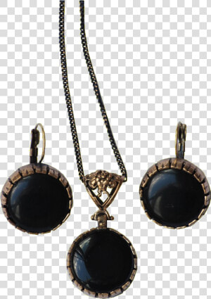 Earring And Neckless Set Of Bronze With Onyx   Locket  HD Png Download