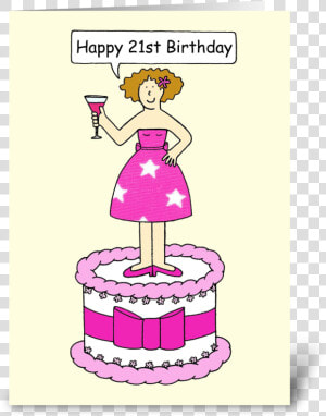 Happy 21st Birthday Lady On A Cake   50th Birthday Cake Cartoon  HD Png Download