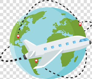 Globe And Plane Png   World Map With Plane  Transparent Png