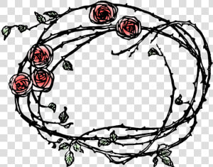 Thorns And Flowers Border Clipart   Png Download   Roses And Thorns Drawing  Transparent Png