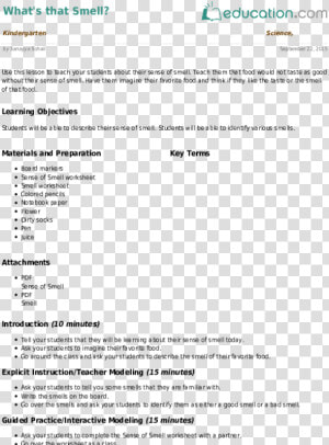 What S That Smell   Changes Around Us Lesson Plan  HD Png Download