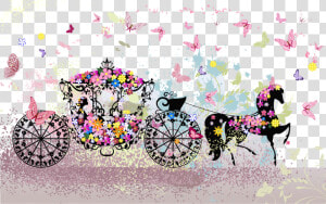 Butterfly Photography Carriage Stock Wedding Flowers   Vector Wedding Cart  HD Png Download