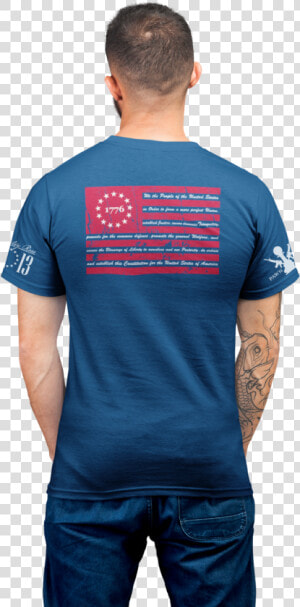 Pawn Rising Betsy Ross 013 Back Of Shirt Model  HD Png Download