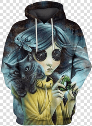 Gearhuman 3d Coraline And Black Cat Hoodies   Coraline Fanart  HD Png Download