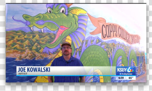 Artist Joe Kowalski With The New Dragon Mural At Cappy   Poster  HD Png Download