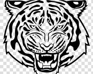 Tiger Free White Clipart Clip Art On Transparent Png   Tiger Head Clipart Black And White  Png Download