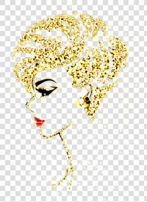  gold  glitter  sparkle  red  lips  profile  lady  face   Golden Girl Face Png  Transparent Png