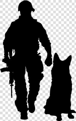 Transparent Soldier Silhouette Png   Soldier And Dog Silhouette  Png Download