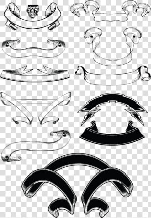 Vector Ribbon Black And White   Scroll Vintage Banner  HD Png Download