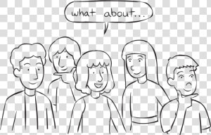 Group Of People Thinking About Their Response To The   Line Art  HD Png Download