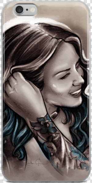 Casual Blue Hair  amp  Tattoo Girl Iphone Case   Hair Tattoo  HD Png Download