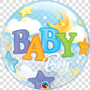 Baby Boy Moon  amp  Stars Bubble Balloon   Baby Boy Bubble Balloon  HD Png Download