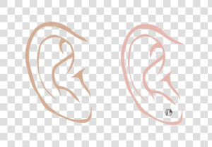 Ear Male And Female With Diamond Earring In Outline   Ears Sketch Male  HD Png Download