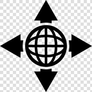 Globe Grid With Four Arrows To Different Directions   Wan Icon  HD Png Download