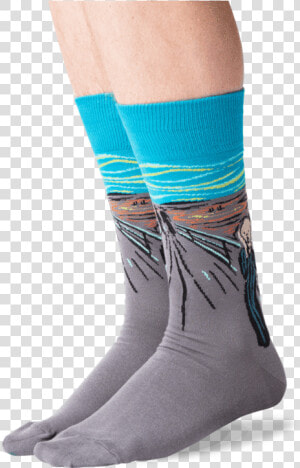 Men S Munch S The Scream Socks In Teal Front Class   Wool  HD Png Download