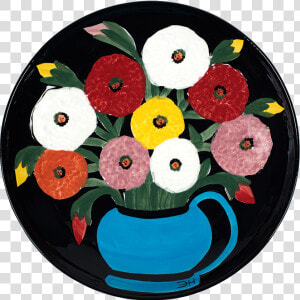 Clementine Hunter Zinnias Looking At You Platter   Clementine Hunter Zinnias  HD Png Download