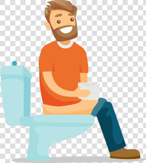 Cartoon Guy Sitting On Toilet   Transparent Cartoons   Sit On Toilet Clipart  HD Png Download