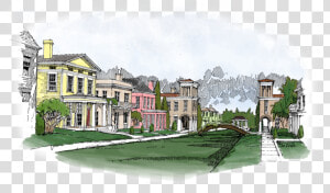 Prespective Drawing Neighborhood   House  HD Png Download