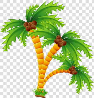 Clipart Beach Coconut Tree   Palm Trees And Beach Cartoon  HD Png Download