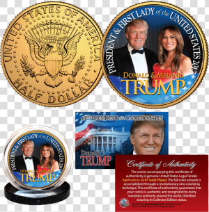 Donald  amp  Melania Trump Gold Collector Coin   Melania Trump Coin  HD Png Download