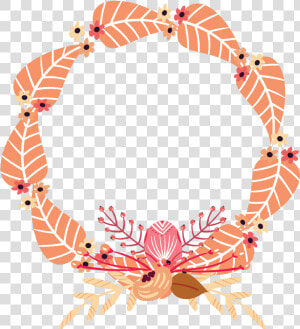 Autumn Fall Leaves Flowers Wreath Frame Border Crab   Fall Leaf Wreath Clipart  HD Png Download