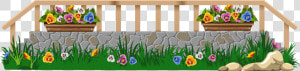 Fence With Grass And Flowers Png Clipar Image   Flower Fence Clipart Png  Transparent Png