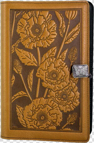 Large Leather Notebook Cover   Leather Tooled California Poppy Flower  HD Png Download