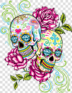 Two Sugar Skulls Tattoo  HD Png Download