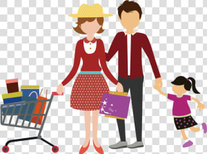 Shopping Cart Family Clip Art Shopping For A Family   Shopping Family Vector Png  Transparent Png