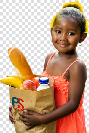 Little Girl Holding Groceries   Kid Holding Bag Of Food  HD Png Download