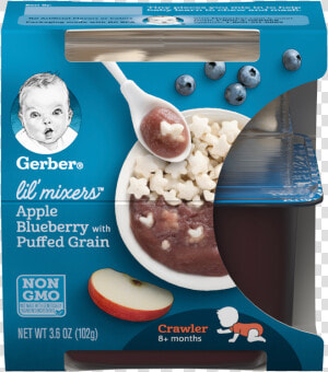 Apple Blueberry With Puffed Grain   Gerber Lil Mixers Apple Blueberry  HD Png Download