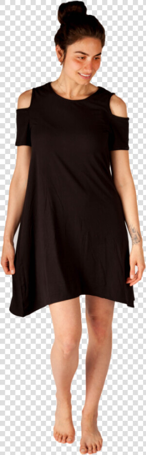 Black Cold Shoulder Dress   Sukienka Z Długim Rękawem  HD Png Download