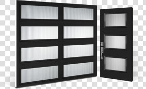 Modern Collection Garage Door Complimenting Entry Door   Garage Door And Entry Door Black  HD Png Download