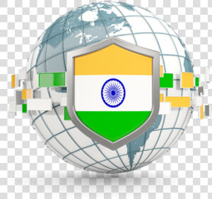 Globe With Shield   India Globe Logo  HD Png Download