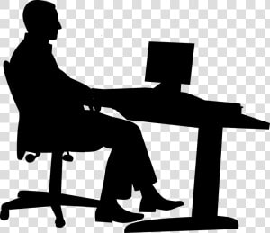 Office  Man  Desk  Computer  Business  Chair  Desktop   Office Silhouette  HD Png Download