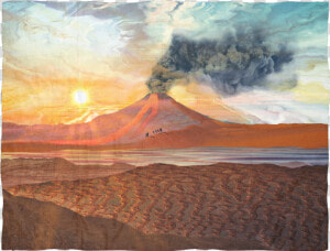 Lava Flow Fleece Blanket   Lava Mountain Painting  HD Png Download