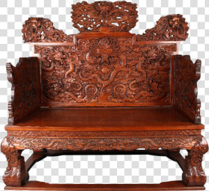 Chinese Huanghuali Dragon Throne Chair   Wood Carving  HD Png Download