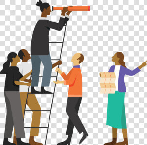 Person Standing In The Middle Of A Tall Ladder Holding   People Holding Other People Up  HD Png Download