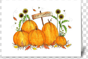 Festive Fall Pumpkin Patch Greeting Card   Pumpkin  HD Png Download