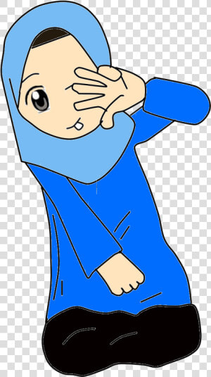 Yanishihye Doodles Gambar Kartun Muslimah Warna Biru   Islamic Cartoon  HD Png Download