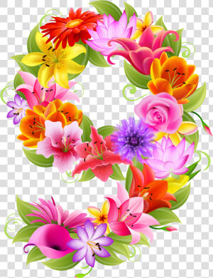 Alphabet Flower Clipart Png Transparent Stock Zona   Number 9 Floral  Png Download