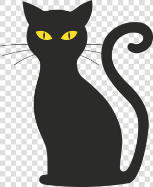 Black Cat Kitten Halloween Image   Black Cat Silhouette  HD Png Download