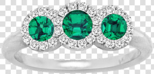 Spark Creations Three Stone Emerald  amp  Diamond Ring   Engagement Ring  HD Png Download