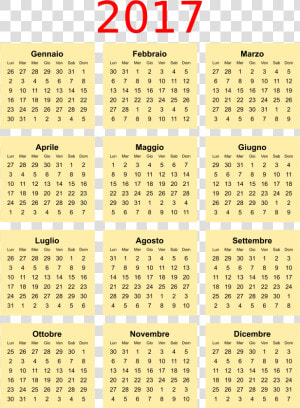 Calendario 2017 En Png   Png Download   Printable Free Printable Calendar 2020  Transparent Png