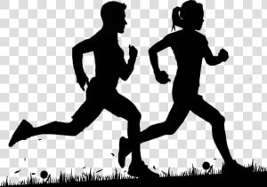 Running Jogging 5k Run Sport Silhouette   Jogging Black And White  HD Png Download