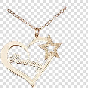 Kimberly Yellow Gold Heart Name Necklace With Sparkling   Locket  HD Png Download