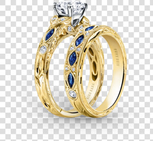 Dahlia 18k Yellow Gold Engagement Ring Cottage Hill   Blue Diamond And Rose Gold Wedding Rings  HD Png Download